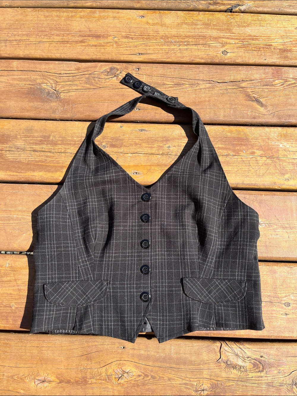 Ricki’s black pinstripe halter top
